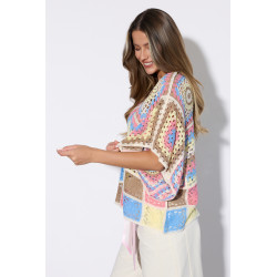 Ażurowa bluzka boho o kroju oversize