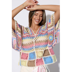 Ażurowa bluzka boho o kroju oversize