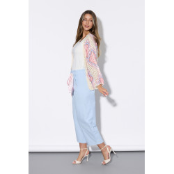 Szerokie spodnie 7/8 z ozdobną satynową szarfą