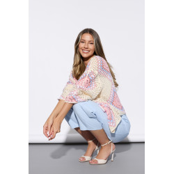 Szerokie spodnie 7/8 z ozdobną satynową szarfą