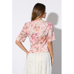 Bluzka z kwiatowym printem i marszczeniem w talii