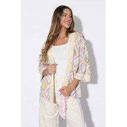 Szydełkowy kardigan z geometrycznym wzorem