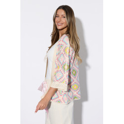 Szydełkowy kardigan z geometrycznym wzorem