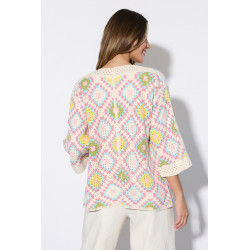 Szydełkowy kardigan z geometrycznym wzorem