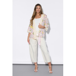 Szydełkowy kardigan z geometrycznym wzorem