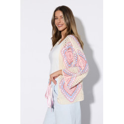 Ażurowy kardigan z szerokimi rękawami