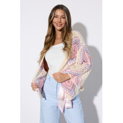 Ażurowy kardigan z szerokimi rękawami