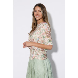 Bluzka z kwiatowym printem i marszczeniem w talii