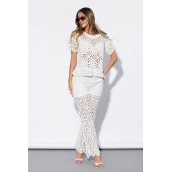 Ażurowe spodnie z szeroką nogawką