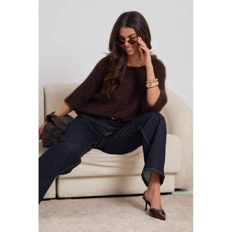 SWETER OVERSIZE Z KRÓTKIM RĘKAWEM