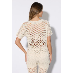 Ażurowa bluzka z motywem kwiatowym