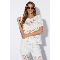 Ażurowa bluzka z motywem kwiatowym