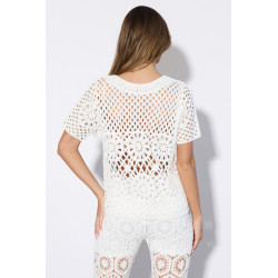 Ażurowa bluzka z motywem kwiatowym