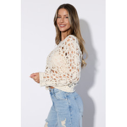 Bluzka szydełkowa z długim rękawem w stylu boho