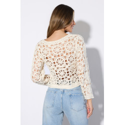 Bluzka szydełkowa z długim rękawem w stylu boho