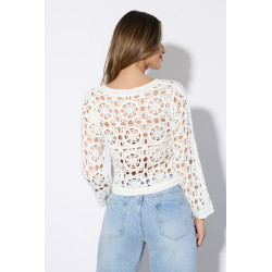 Bluzka szydełkowa z długim rękawem w stylu boho