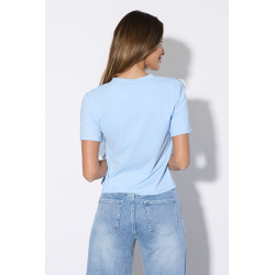 Bluzka z pionowymi falbanami i krótkim rękawem