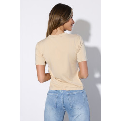 Bluzka z pionowymi falbanami i krótkim rękawem