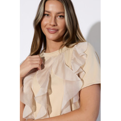 Bluzka z pionowymi falbanami i krótkim rękawem