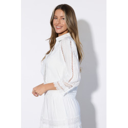 Komplet z ażurowym haftem i koronką