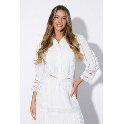 Komplet z ażurowym haftem i koronką