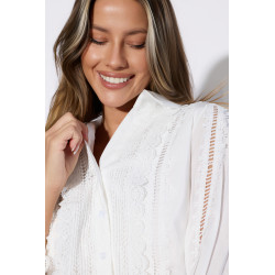 Komplet z ażurowym haftem i koronką