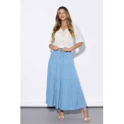 Zwiewna spódnica maxi z falbanami