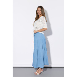 Zwiewna spódnica maxi z falbanami