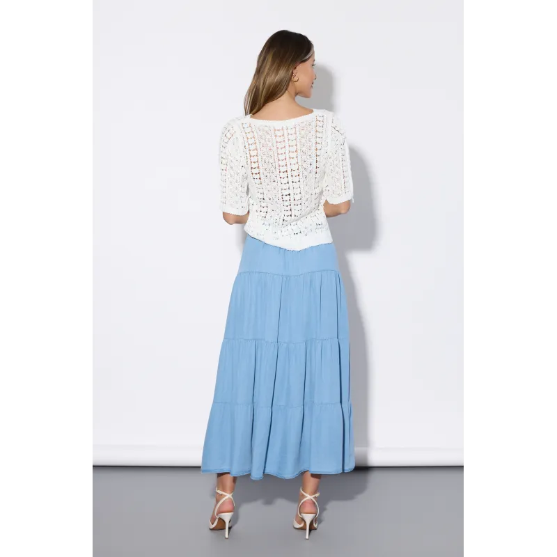 Zwiewna spódnica maxi z falbanami