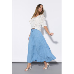 Zwiewna spódnica maxi z falbanami