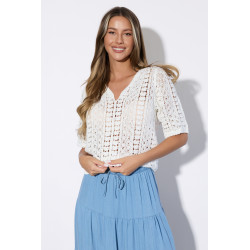 Ażurowa bluzka boho z teksturowanym wzorem