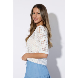 Ażurowa bluzka boho z teksturowanym wzorem