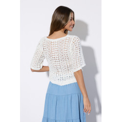 Ażurowa bluzka boho z teksturowanym wzorem