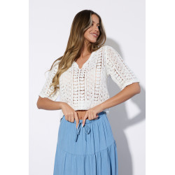 Ażurowa bluzka boho z teksturowanym wzorem