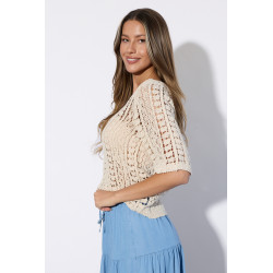 Ażurowa bluzka boho z teksturowanym wzorem