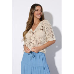 Ażurowa bluzka boho z teksturowanym wzorem
