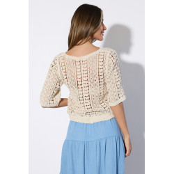 Ażurowa bluzka boho z teksturowanym wzorem