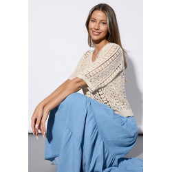 Ażurowa bluzka boho z teksturowanym wzorem