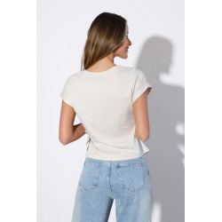 Bluzka z krótkim rękawem i ozdobnym wiązaniem z wzorem paisley