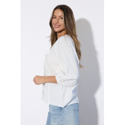 Bluzka boho z haftowanym dekoltem