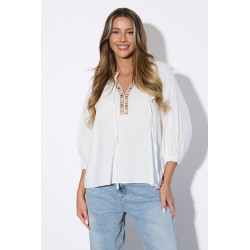 Bluzka boho z haftowanym dekoltem