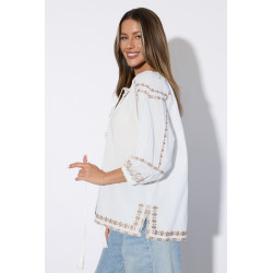 Bawełniana bluzka w stylu boho z troczkami