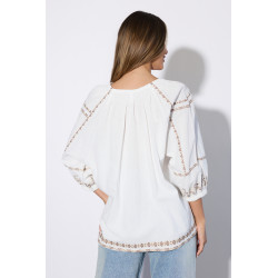 Bawełniana bluzka w stylu boho z troczkami