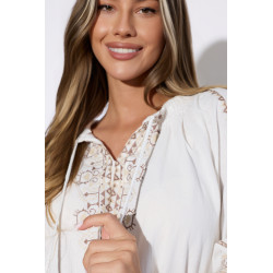 Bawełniana bluzka w stylu boho z troczkami