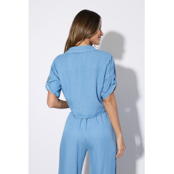 Casualowa koszula z krótkim rękawem i wiązaniem