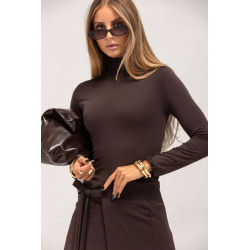 BLUZKA Z ELASTYCZNEJ DZIANINY Z FAKTUROWANYM GOLFEM