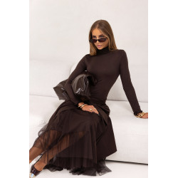 BLUZKA Z ELASTYCZNEJ DZIANINY Z FAKTUROWANYM GOLFEM