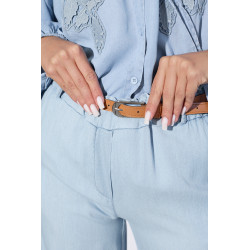 Luźne spodnie z wysokim stanem i paskiem