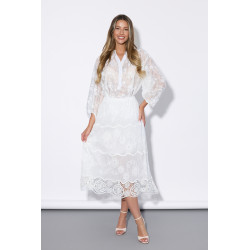 Długa spódnica z haftem i ozdobnym dołem