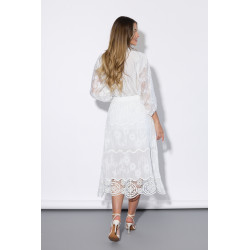 Długa spódnica z haftem i ozdobnym dołem